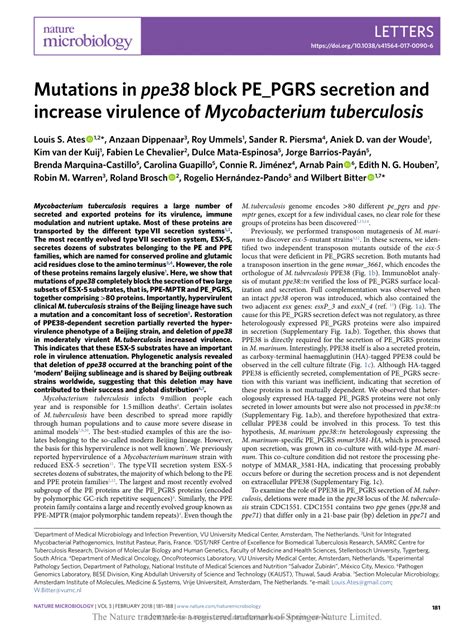 Mutations in ppe38 block PE.